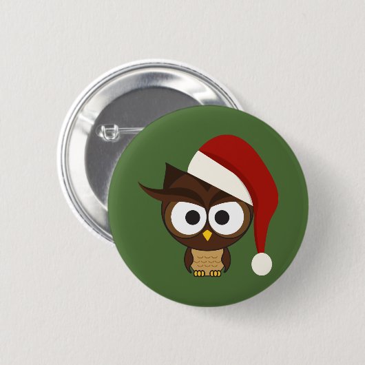 Angry Owl mit Weihnachtsmannmütze Button (Vorne & Hinten)