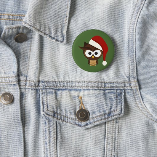 Angry Owl mit Weihnachtsmannmütze Button (Beispiel)