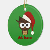Angry Owl mit Weihnachtsmannmütze Keramikornament (Links)