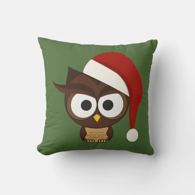 Angry Owl mit Weihnachtsmannmütze Kissen (Vorderseite)