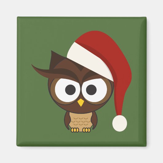 Angry Owl mit Weihnachtsmannmütze Magnet (Vorne)
