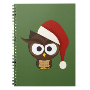 Angry Owl mit Weihnachtsmannmütze Notizblock