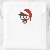 Angry Owl mit Weihnachtsmannmütze Ovaler Aufkleber (Tasche)