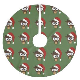 Angry Owl mit Weihnachtsmannmütze Polyester Weihnachtsbaumdecke