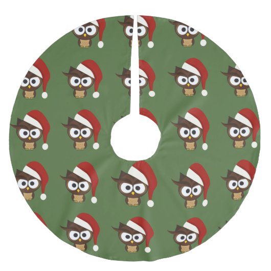 Angry Owl mit Weihnachtsmannmütze Polyester Weihnachtsbaumdecke (Vorderseite)