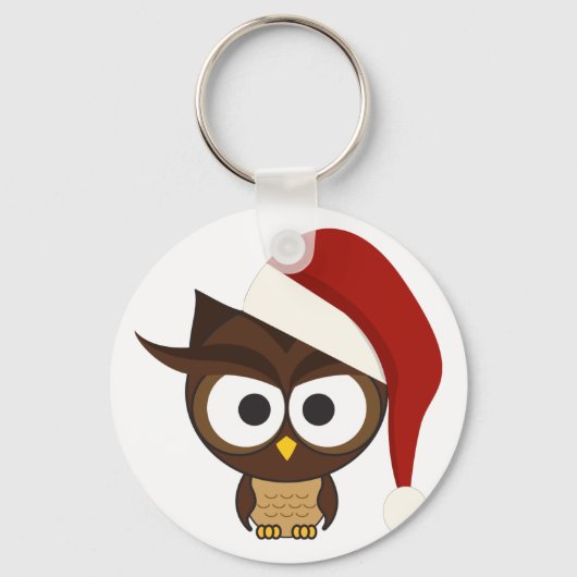 Angry Owl mit Weihnachtsmannmütze Schlüsselanhänger (Vorderseite)