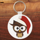 Angry Owl mit Weihnachtsmannmütze Schlüsselanhänger (Vorderseite)