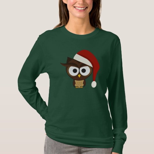 Angry Owl mit Weihnachtsmannmütze T-Shirt (Vorderseite)