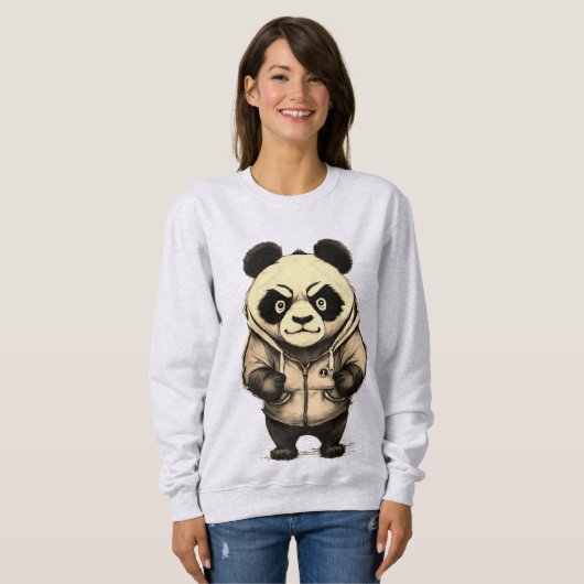 Angry Panda Süße Tier Design Sweatshirt (Vorne ganz)