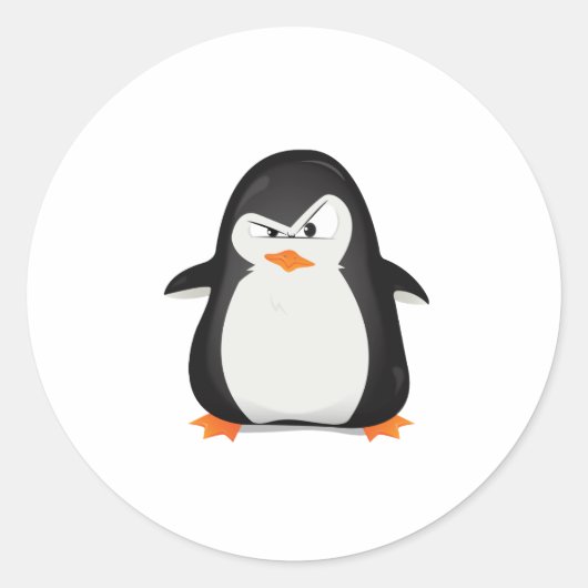 Angry Penguin Runder Aufkleber (Vorderseite)