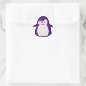 Angry Pinguin Lila Glitzer Foto Print Runder Aufkleber (Tasche)