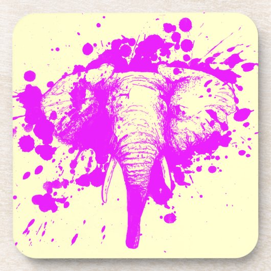 Angry Pink Elephant Untersetzer (Vorderseite)