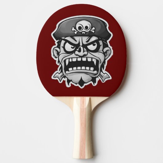 Angry Pirate Cartoon Face Competitive Red Tischtennis Schläger (Vorderseite)