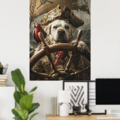 Angry Pirate Dog Steering Ship Poster (Heimbüro)