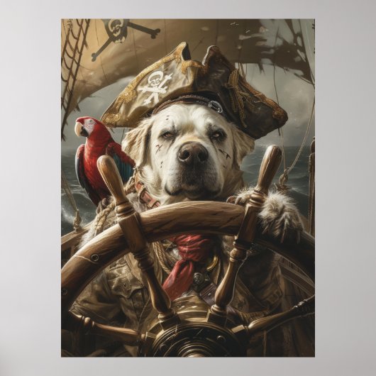 Angry Pirate Dog Steering Ship Poster (Vorne)