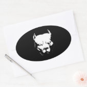 Angry Pitbull Dog Ovaler Aufkleber (Umschlag)