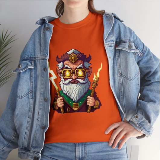 Angry Pixelated Zeus with steampunk glasses T-Shirt