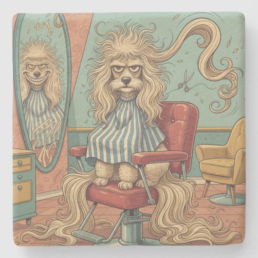 Angry Poodle Steinuntersetzer (Vorderseite)