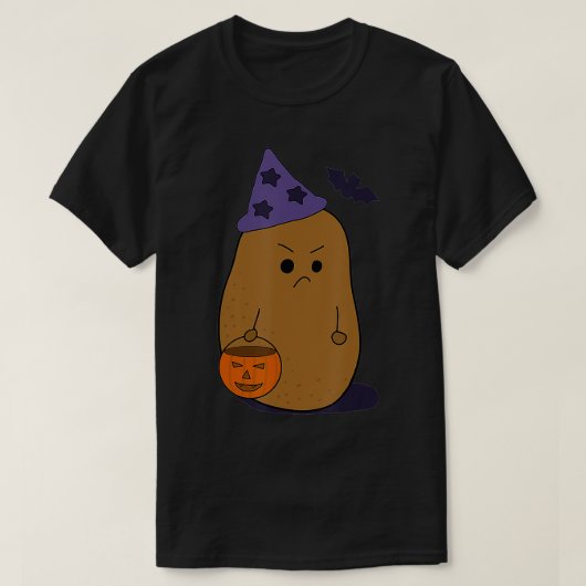 Angry Potato Funny Halloween Grumpy Potato Wizard T-Shirt (Design vorne)