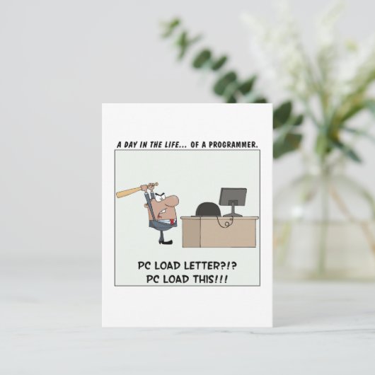 Angry Programmer trifft den Computer Postkarte (Stehend Vorderseite)