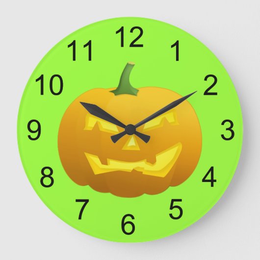 Angry Pumpkin Halloween Wall Clock Große Wanduhr (Vorderseite)