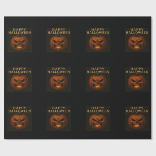 Angry Pumpkin Halloween Wrapping Paper Geschenkpapier (Flach)
