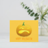 Angry Pumpkin Yellow Background Postcard Postkarte (Stehend Vorderseite)