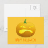 Angry Pumpkin Yellow Background Postcard Postkarte (Vorne/Hinten)