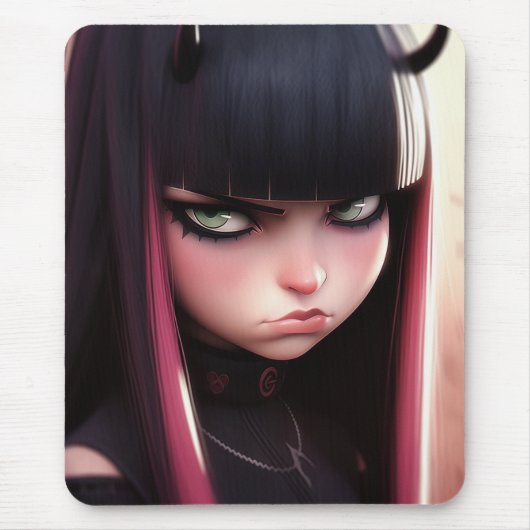 Angry Punk Rocker Girl Mousepad (Vorne)