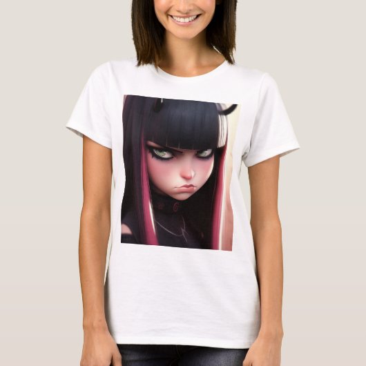 Angry Punk Rocker Girl T-Shirt (Vorderseite)