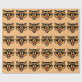 Angry Raccoon Face Wrapping Paper Geschenkpapier (Flach)
