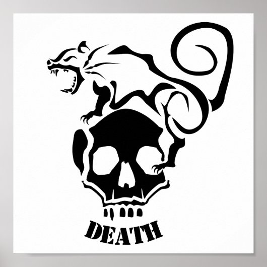 Angry Rat auf einem bösen Schädel Poster (Vorne)