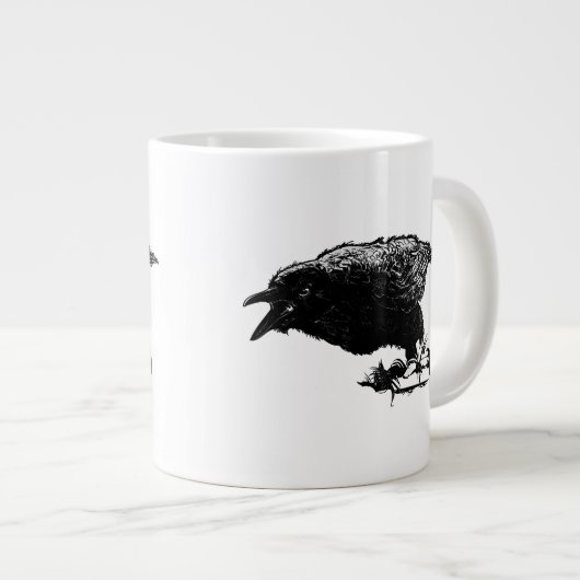 Angry Raven in Black Pick Your Background Jumbo-Tasse (Vorderseite Rechts)