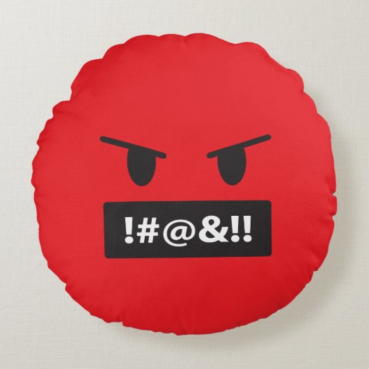 Angry Red Face Cursing Emoji Rundes Kissen (Vorderseite)