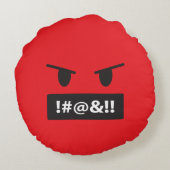 Angry Red Face Cursing Emoji Rundes Kissen (Rückseite)