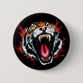 Angry Roaring Tiger Face Button (Vorderseite)