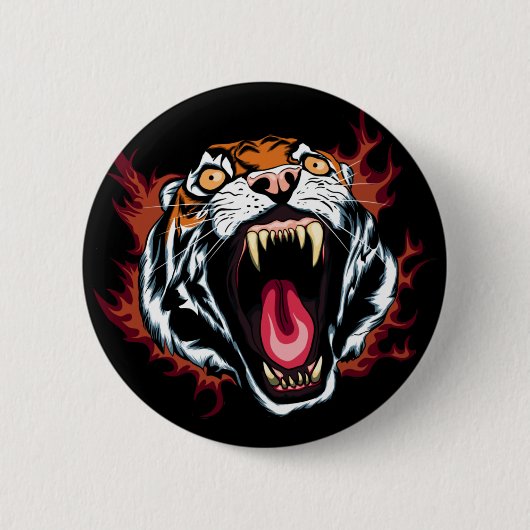 Angry Roaring Tiger Face Button (Vorderseite)