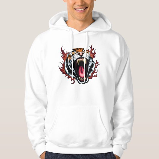 Angry Roaring Tiger Face Hoodie (Vorderseite)