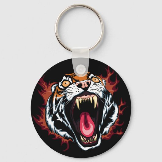 Angry Roaring Tiger Face Schlüsselanhänger (Vorderseite)