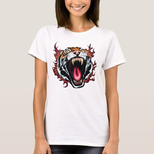 Angry Roaring Tiger Face T - Shirt (Vorderseite)