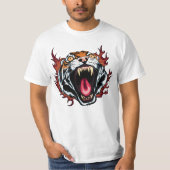 Angry Roaring Tiger Face T - Shirt (Vorderseite)