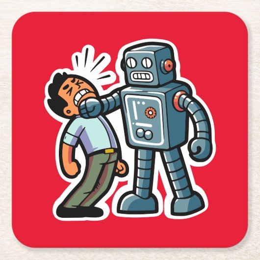 Angry Robot Rechteckiger Pappuntersetzer (Vorderseite)