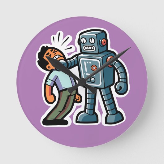 Angry Robot Runde Wanduhr (Vorderseite)