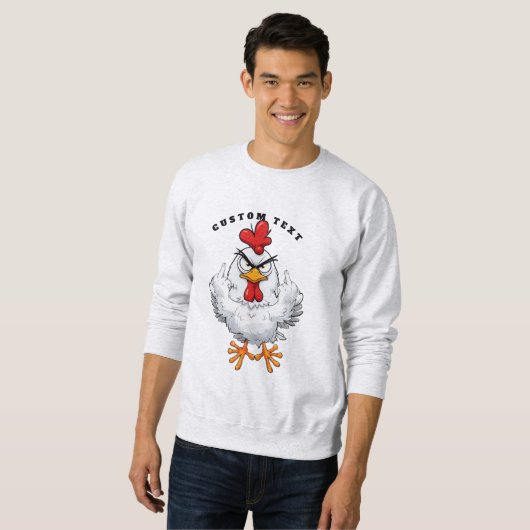 Angry Rooster Flip Bird - Custom Meme Pun Sweatshirt (Vorne ganz)