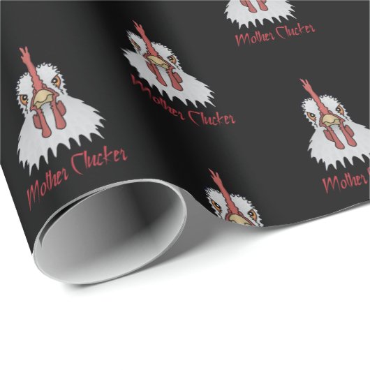 Angry Rooster Mother Clucker Wrapping Paper Geschenkpapier (Rolleneckpunkt)