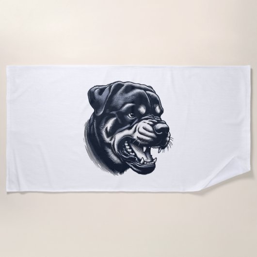Angry Rottweiler Dog – Bold Guard Dog Artwork Strandtuch (Vorderseite)