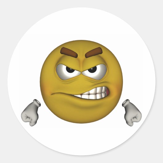 Angry Runder Aufkleber (Vorderseite)