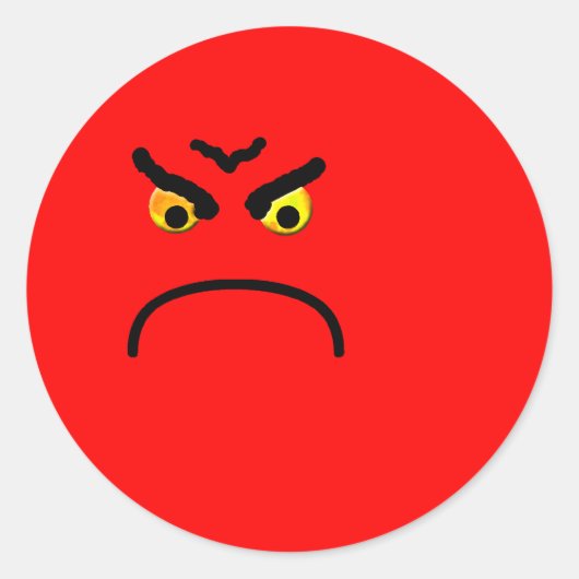 Angry Runder Aufkleber (Vorderseite)