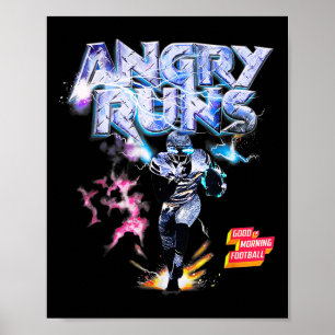 Angry Runs Good Morning Football Sport Lover Vinta Poster