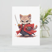 Angry Samurai style Cat Hero Einladung (Stehend Vorderseite)